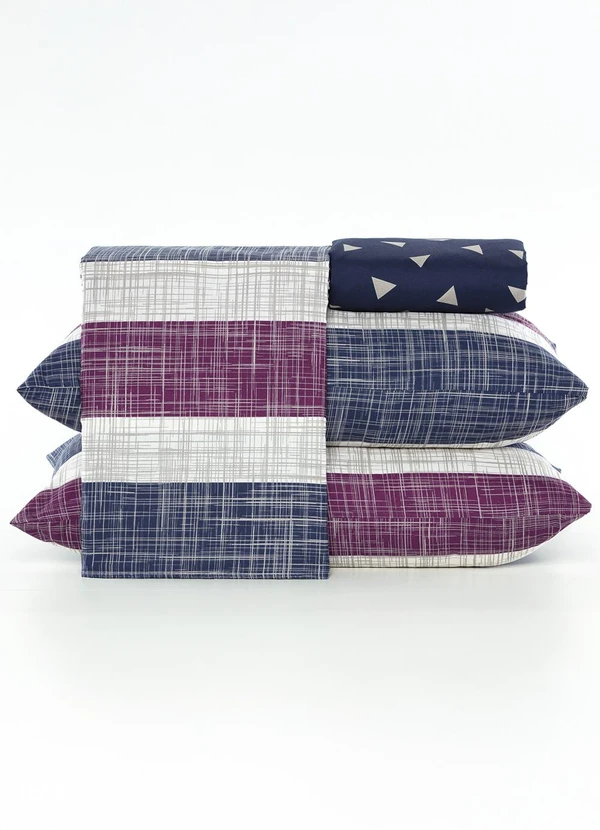 Ligasoft - Jogo de Cama Listra Azul Queen 4 Peças 4