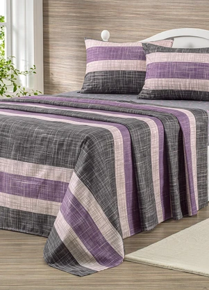 Ligasoft - Jogo de Cama Listra Cinza Queen 4 Peças - LIGASOFT