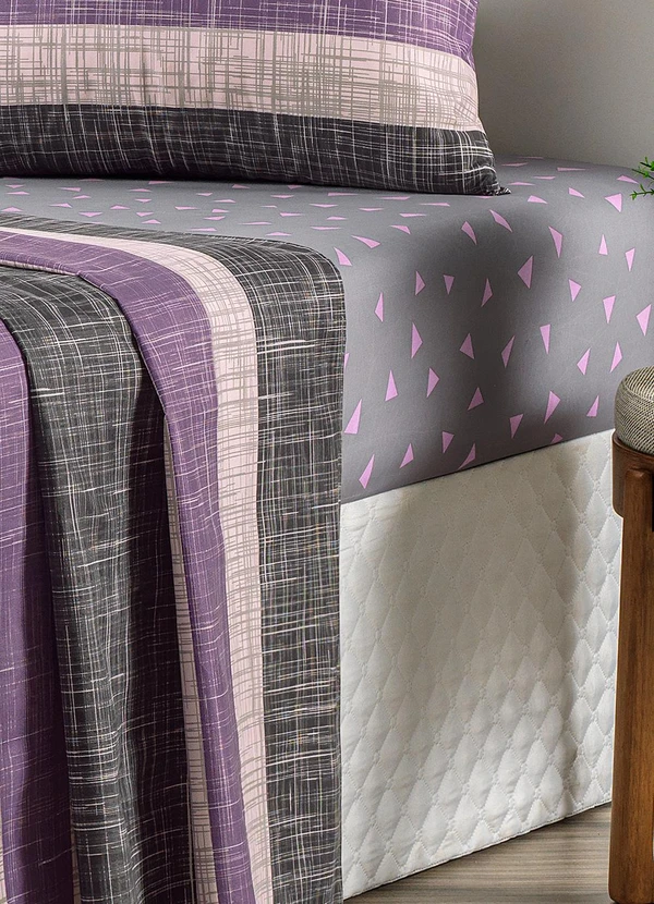 Ligasoft - Jogo de Cama Listra Cinza Queen 4 Peças 2