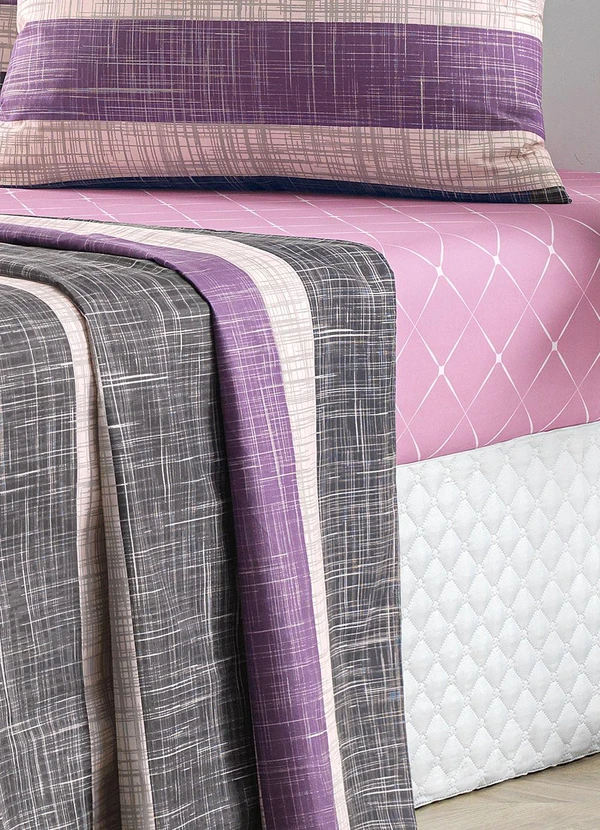 Ligasoft - Jogo de Cama Listra Lilás Queen 4 Peças 2