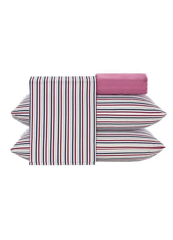 Mundo Lar - Jogo de Cama 150 Fios Listras King 4 Peças 5