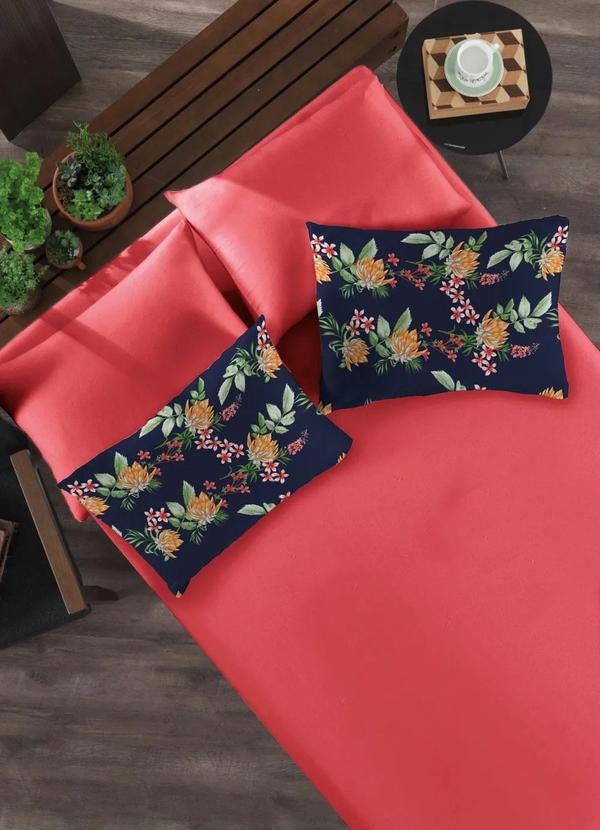 Portallar - Jogo de Cama Malha Floral Queen 3 Peças