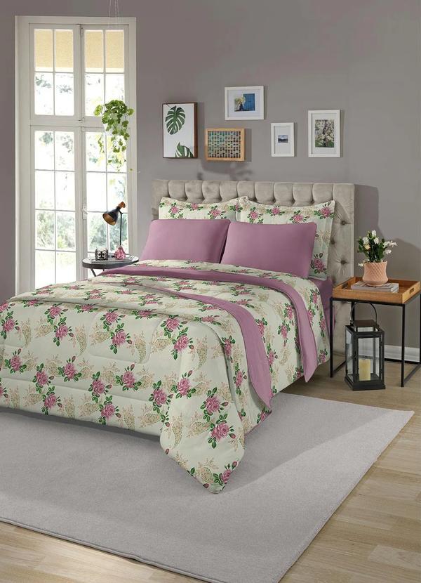 Lar e Lazer - Jogo de Cama Malha Floral Queen 3 Peças 2