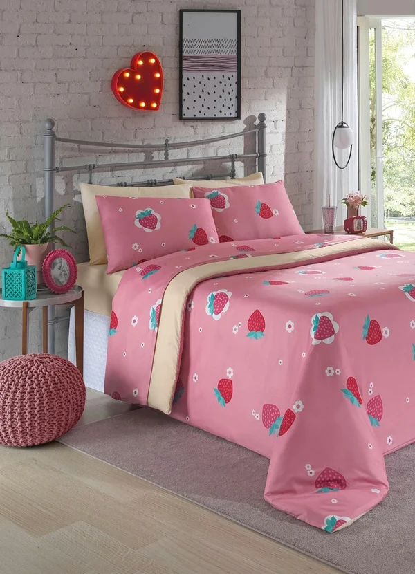 Mundo Lar - Jogo de Cama Morangos Queen 4 Peças