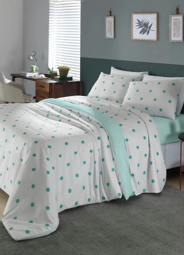 Mundo Lar - Jogo de Cama Poá Verde Queen 4 Peças