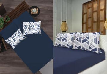 Jogo de Cama Queen Abstrato/Azul 3 Pe�as