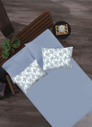 Portallar - Jogo de Cama Queen Azul/Folhas 3 Peças - PORTALLAR