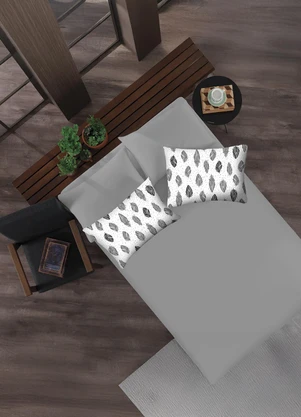 Portallar - Jogo de Cama Queen Cinza/Penas 3 Peças - PORTALLAR