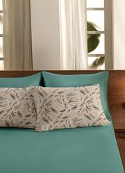 Jogo de Cama Queen Size Estampado/Azul 3 Pe�as