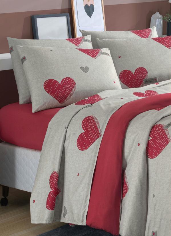 Mundo Lar - Jogo de Cama Vermelho Queen 4 Peças 4