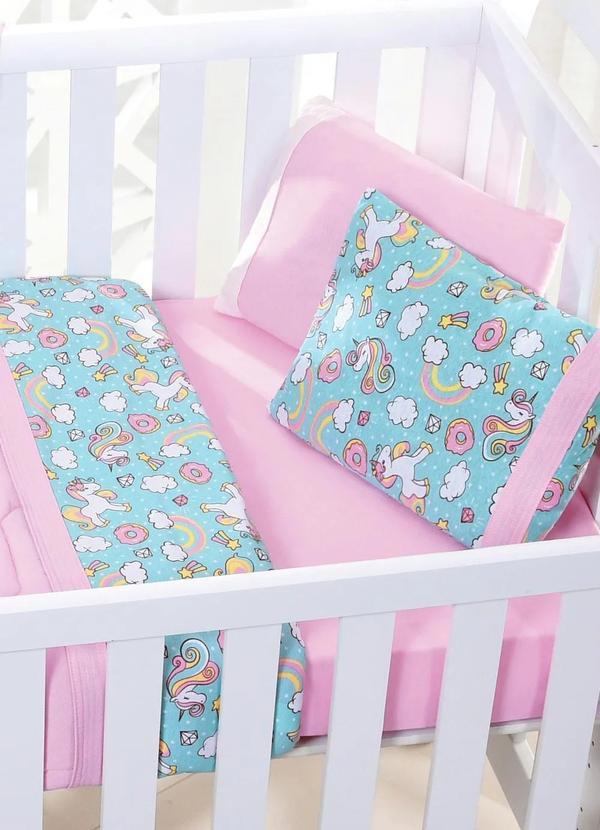 Lar e Lazer - Jogo de Berço Malha Unicórnio Berço 3 Peças