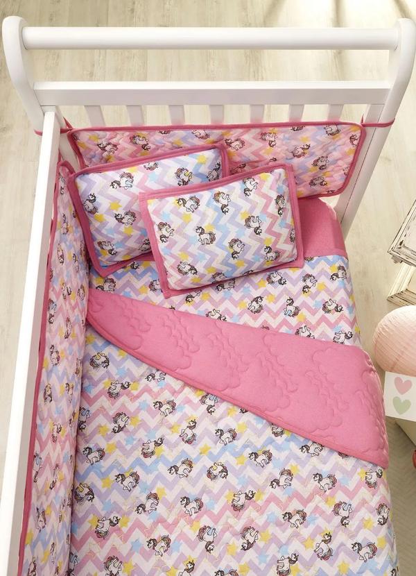 Lar e Lazer - Jogo de Cama Malha Unicórnio Berço 3 Peças