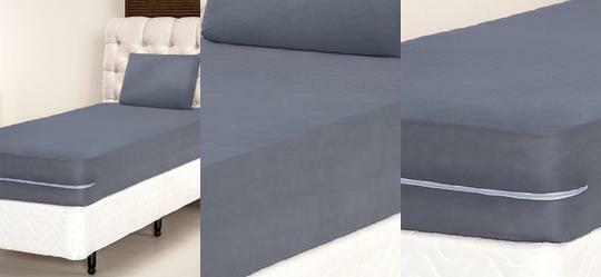 Capa de Colcho Casal Cinza