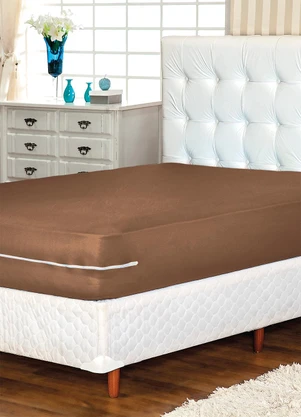 Lar e Lazer - Capa de Colchão Solteiro Marrom - LAR E LAZER