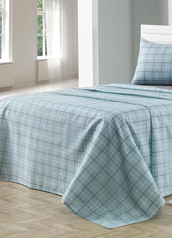 Mundo Lar - Jogo de Cama 150 Fios Azul Solteiro 3 Peças 2