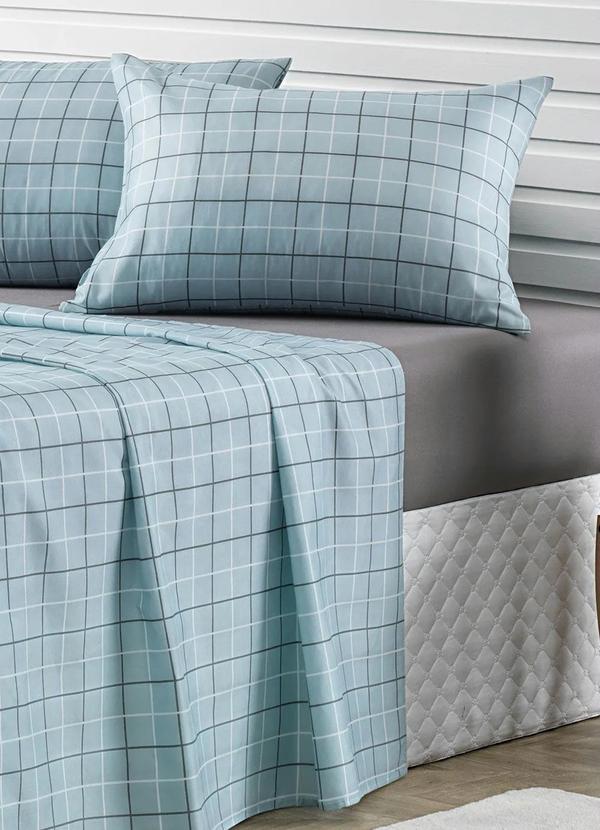 Mundo Lar - Jogo de Cama 150 Fios Azul Solteiro 3 Peças 3