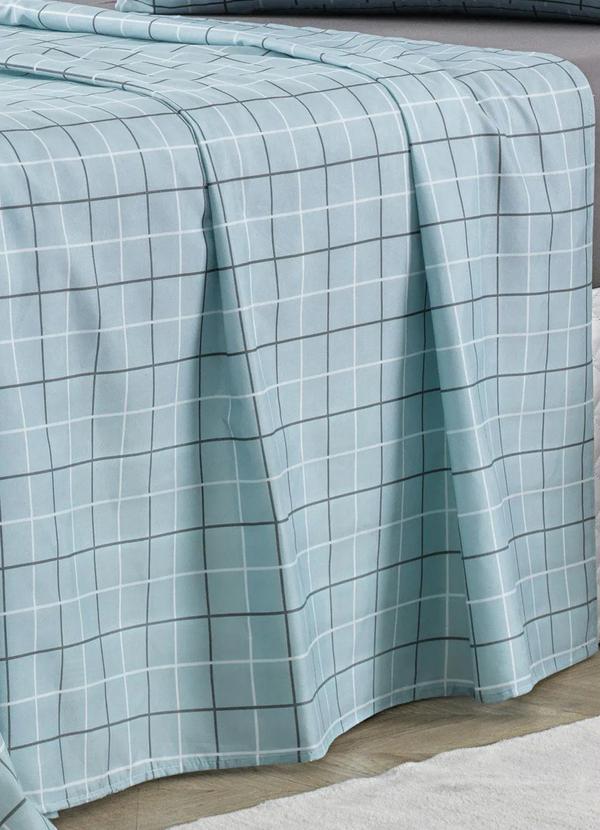 Mundo Lar - Jogo de Cama 150 Fios Azul Solteiro 3 Peças 4