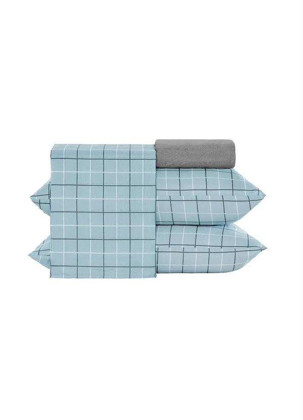 Mundo Lar - Jogo de Cama 150 Fios Azul Solteiro 3 Peças 5