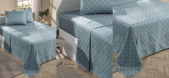 Jogo de Cama 150 Fios Azul Solteiro 3 Peas