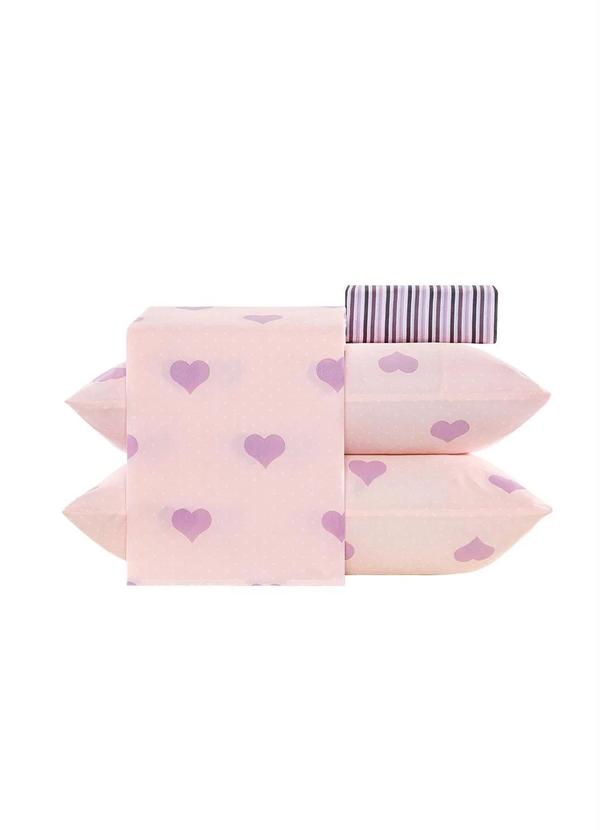 Mundo Lar - Jogo de Cama 150 Fios Coração Solteiro 3 Peças 6