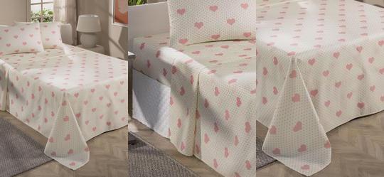 Jogo de Cama 150 Fios Corao Solteiro 3 Peas
