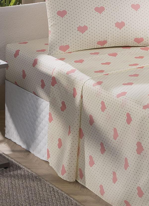 Mundo Lar - Jogo de Cama 150 Fios Coração Solteiro 3 Peças 2