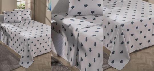 Jogo de Cama 150 Fios Corao Solteiro 3 Peas