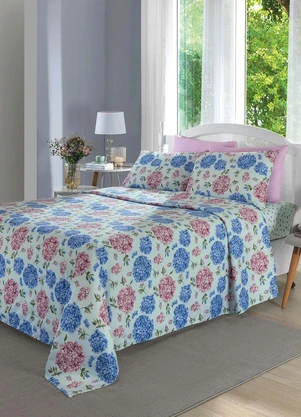 Teka - Jogo de Cama 150 Fios Floral Solteiro 3 Peças - TEKA