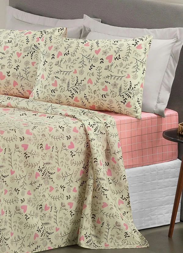 Mundo Lar - Jogo de Cama 150 Fios Floral Solteiro 3 Peças 3