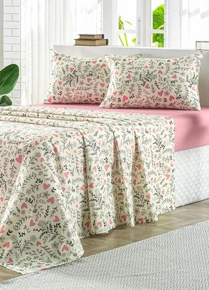 Jogo de Cama 150 Fios (Floral (Solteiro)) 3 Peas