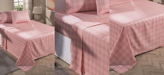 Jogo de Cama 150 Fios Grid Solteiro 3 Peas