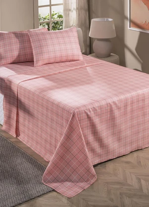 Mundo Lar - Jogo de Cama 150 Fios Grid Solteiro 3 Peças - MUNDO LAR