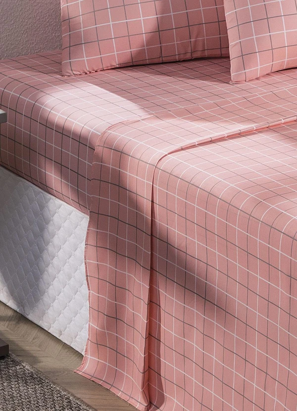 Mundo Lar - Jogo de Cama 150 Fios Grid Solteiro 3 Peças 2