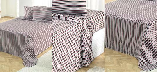 Jogo de Cama 150 Fios Listras Solteiro 3 Peas