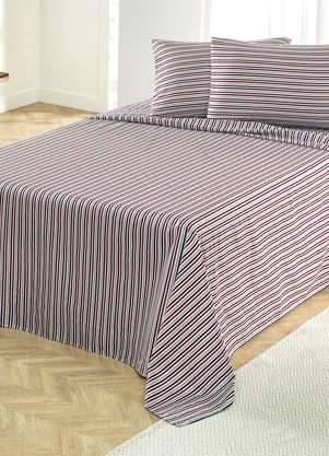 Mundo Lar - Jogo de Cama 150 Fios Listras Solteiro 3 Peças - MUNDO LAR