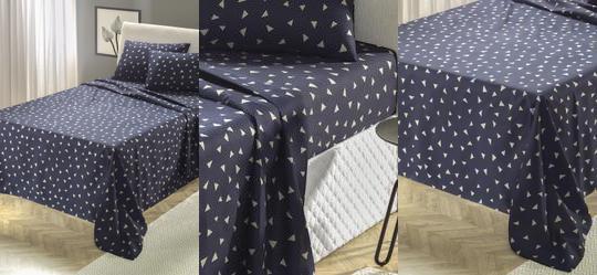 Jogo de Cama 150 Fios Listras Solteiro 3 Peas