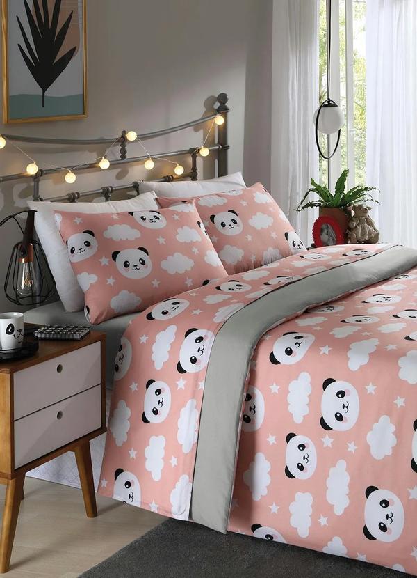 Mundo Lar - Jogo de Cama 150 Fios Panda Solteiro 3 Peças