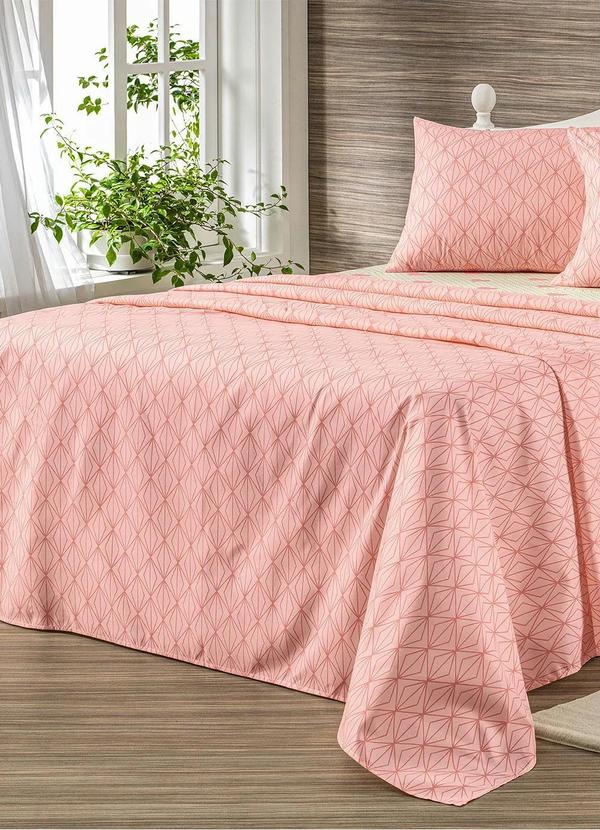Mundo Lar - Jogo de Cama 150 Fios Rosa Solteiro 3 Peças 2