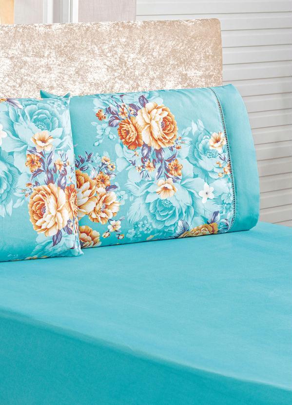 Lar e Lazer - Jogo de Cama 200 Fios Azul Solteiro 2 Peças 2