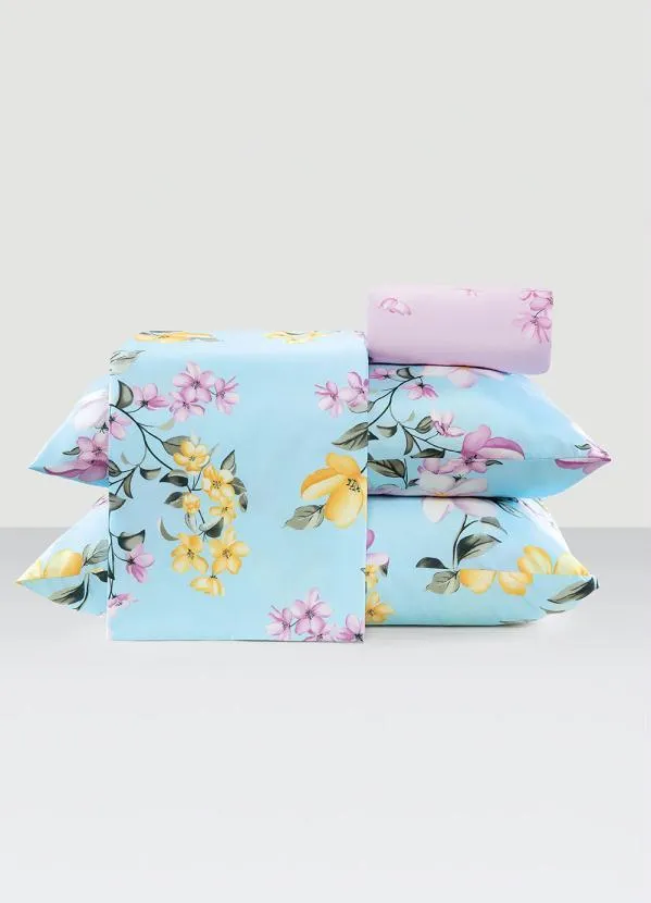 Mundo Lar - Jogo de Cama 200 Fios Azul Solteiro 3 Peças 2