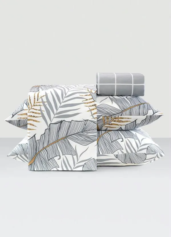 Mundo Lar - Jogo de Cama 200 Fios Cinza Solteiro 3 Peças 3