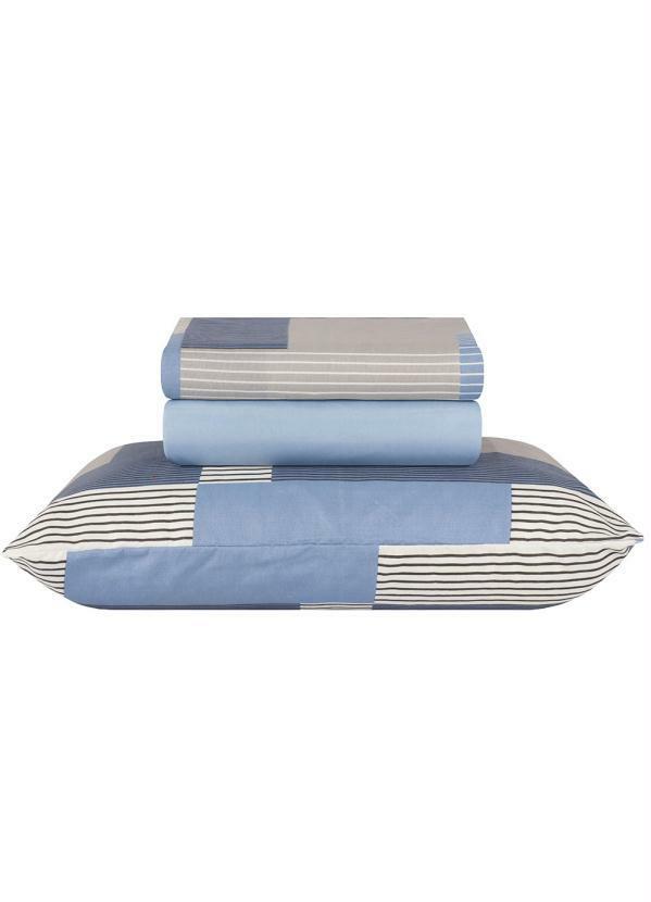 Sultan - Jogo de Cama Azul Listrado Solteiro 3 Peças 2