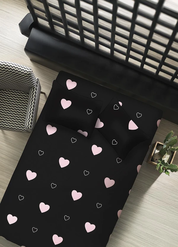 Portallar - Jogo de Cama Casal Corações 3 Peças 1