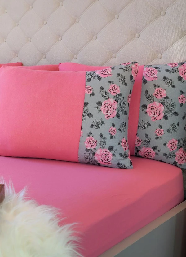 Lar e Lazer - Jogo de Cama Casal Rosa 3 Peças 2