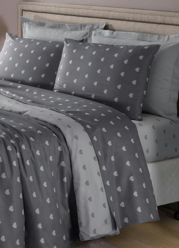 Mundo Lar - Jogo de Cama Coração Cinza Solteiro 3 Peças 2