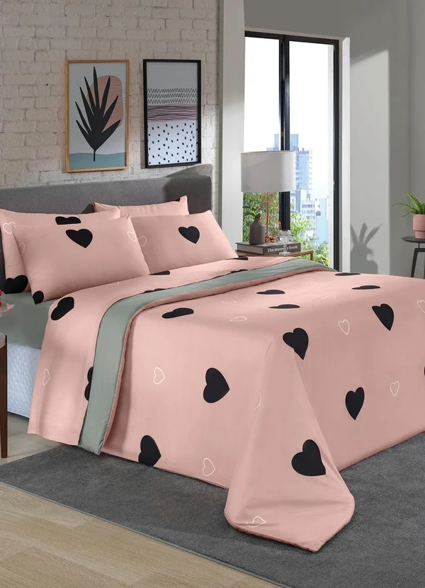 Mundo Lar - Jogo de Cama Coração Rosa Solteiro 3 Peças 3