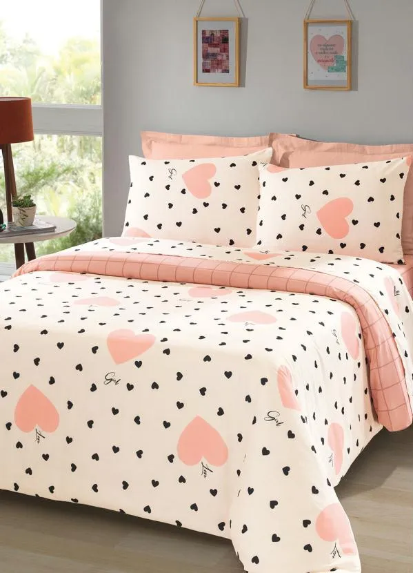 Mundo Lar - Jogo de Cama Coração Rosa Solteiro 3 Peças 4