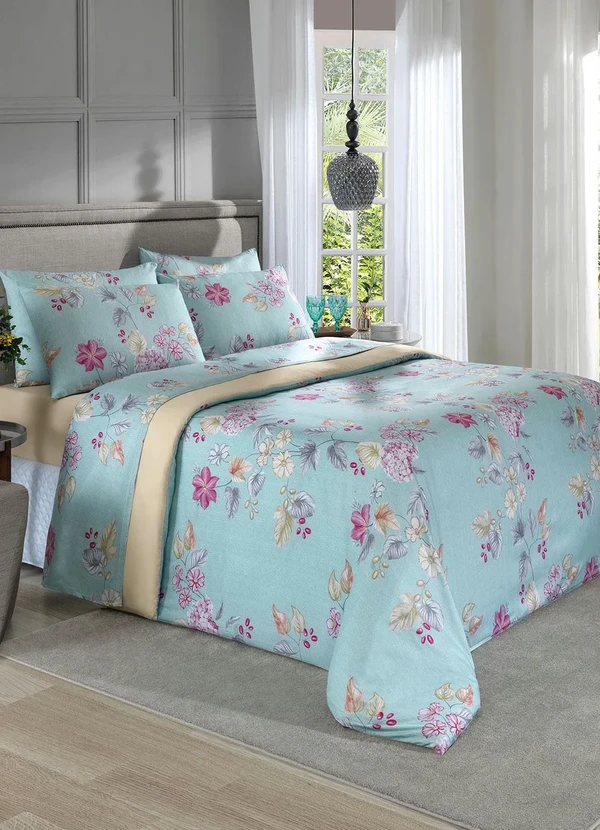 Mundo Lar - Jogo de Cama Floral Azul Solteiro 3 Peças 3
