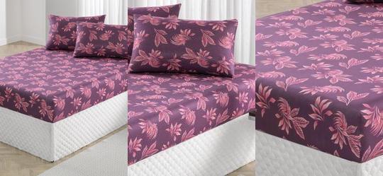 Jogo de Cama Folhas Bord� Solteiro 2 Pe�as
