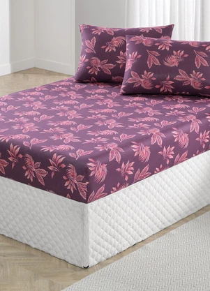 Portallar - Jogo de Cama Folhas Bordô Solteiro 2 Peças - PORTALLAR